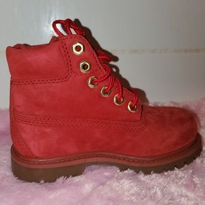 Toddler timberland winter boots (red)